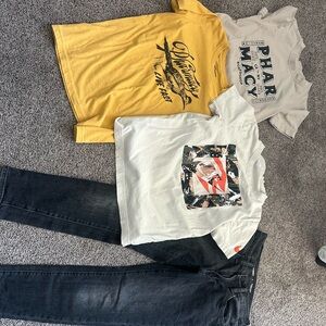 Kids Graphic Tees - Yellow, White, Gray